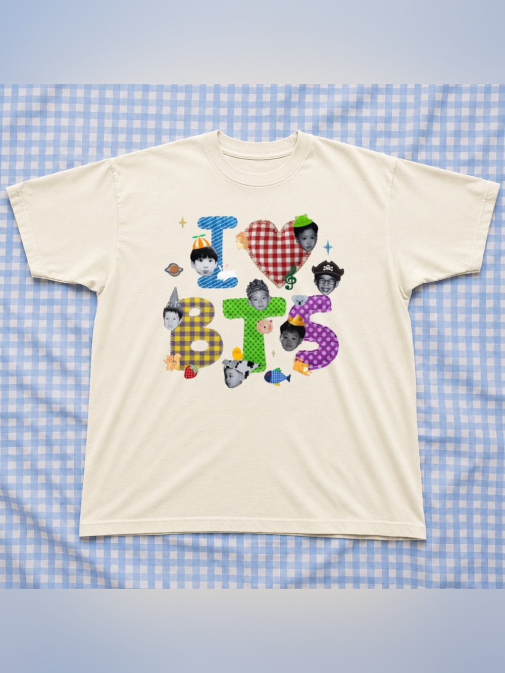 Vintage Cute  "I Love BTS" Graphic Tee - Off White Gift For Fan